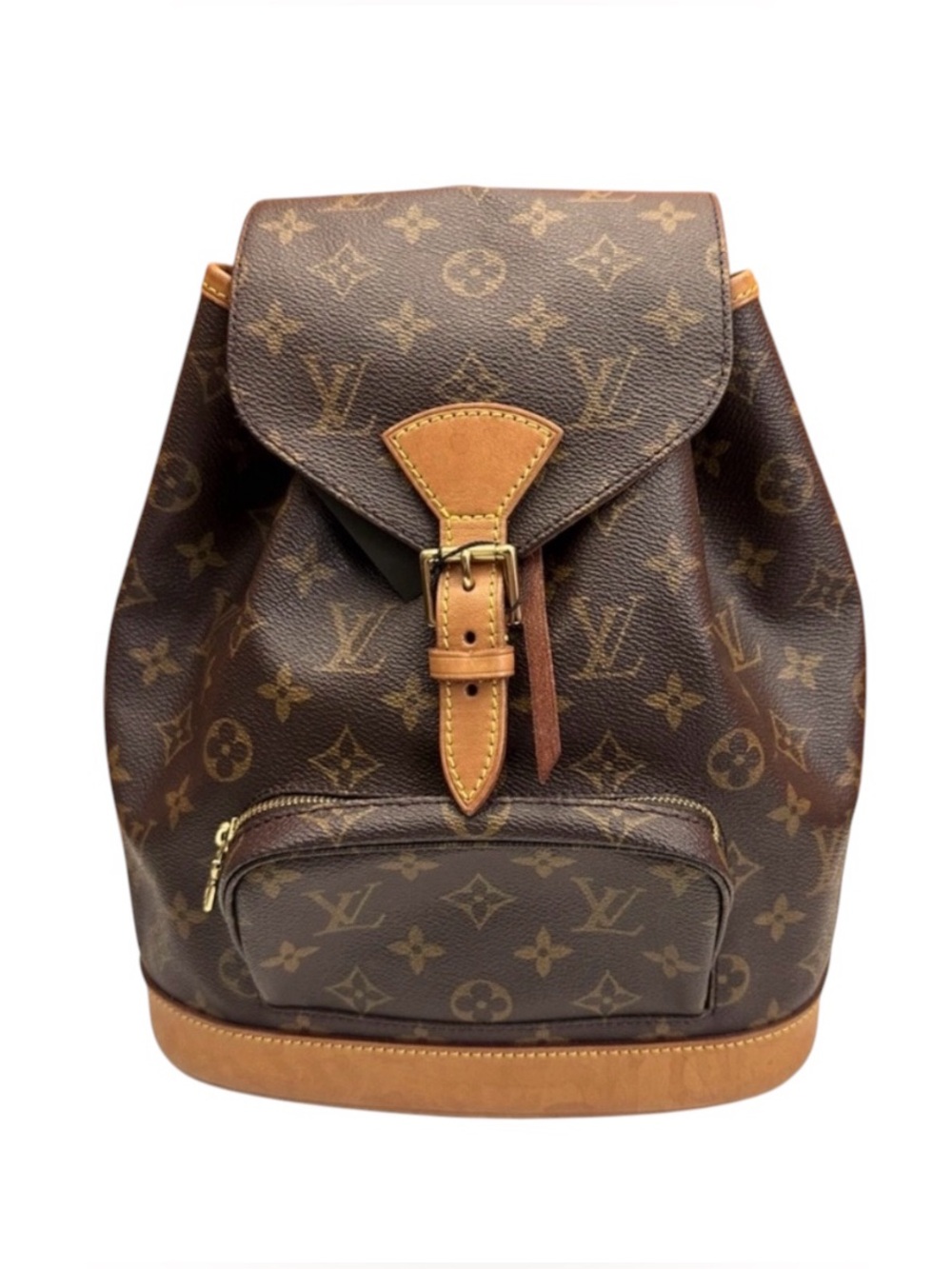 Louis Vuitton brown monogram canvas backpack with tan trim